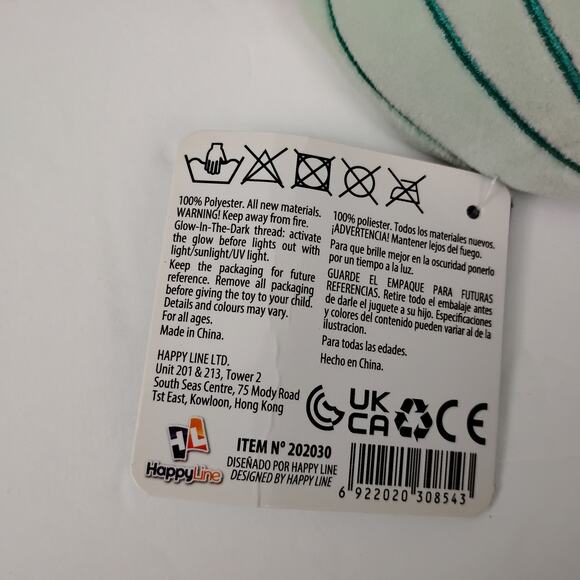 Dream Beams Glow In The Dark Nickie The Narwhal 8" Happy Line Stuffed Animal - Picture 9 of 10